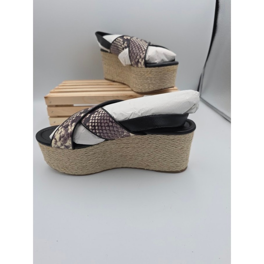 Michael Kors Jodi Wedge Sandals Womens 10M 40S8JOFS1E Snakeskin Embossed Leather - Picture 3 of 5